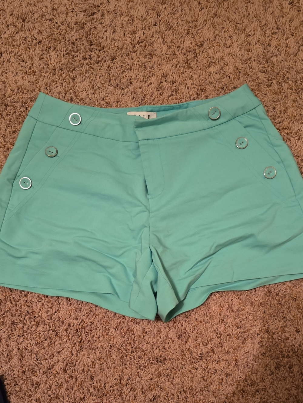 Elle Mint Green Button-Accent Bermuda Shorts